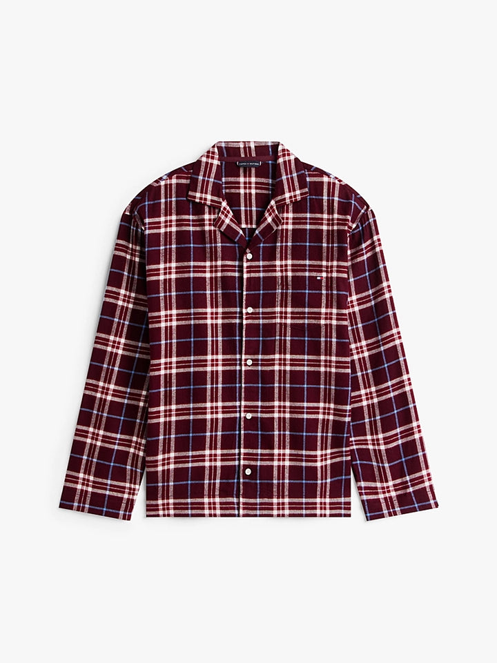 – Tommy Hilfiger Original flanellpysjamas med skjorte og bukse i økologisk bomull