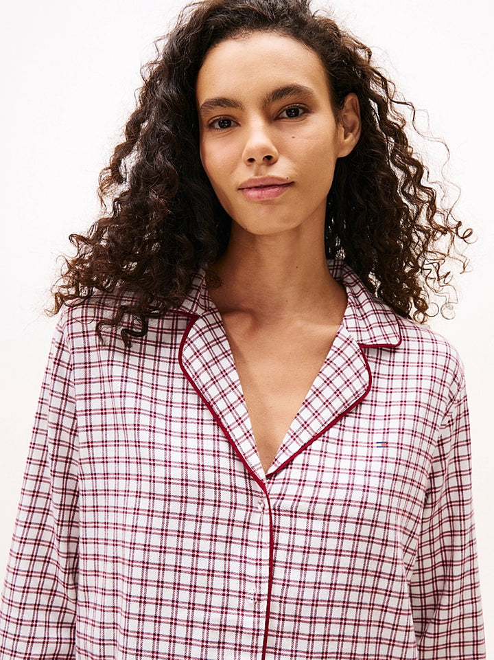 Essential Sleep Flannel Nattskjorte Mini Plaid Ivory Silk