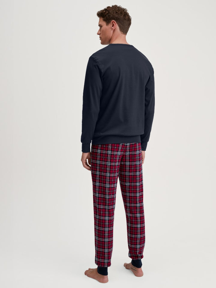 Calida Family & Friends herrepysjamas i økologisk bomull med rund hals - ryggbilde