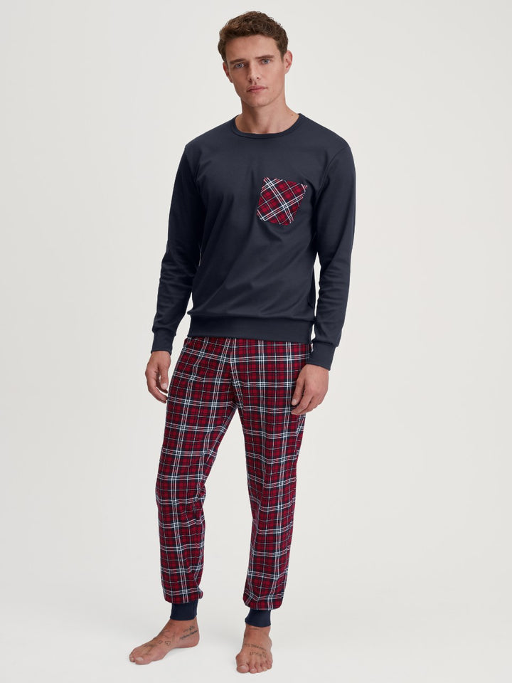 Calida Family & Friends herrepysjamas i økologisk bomull med rund hals