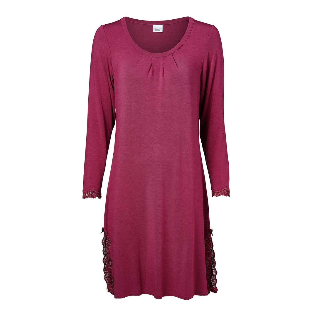 Celine Nattkjole Lange Ermer Red Plum