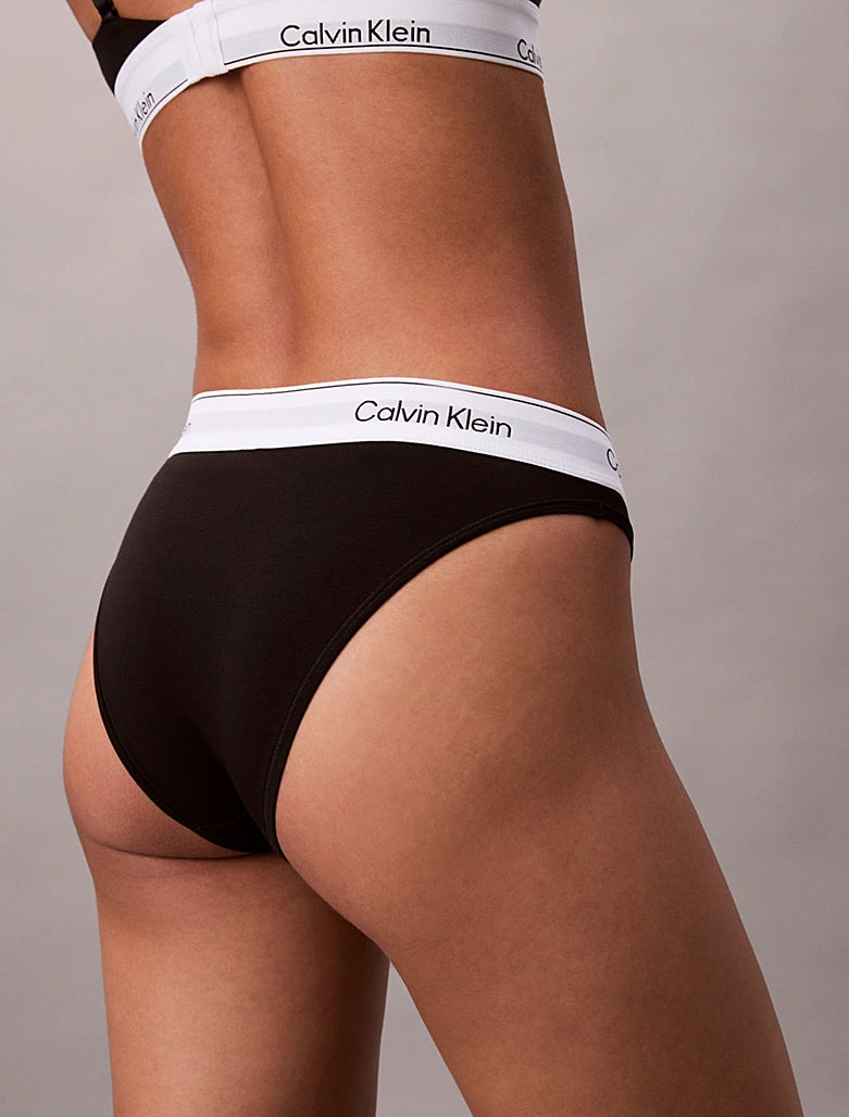 Icon Cotton Modal High Leg Tanga Svart