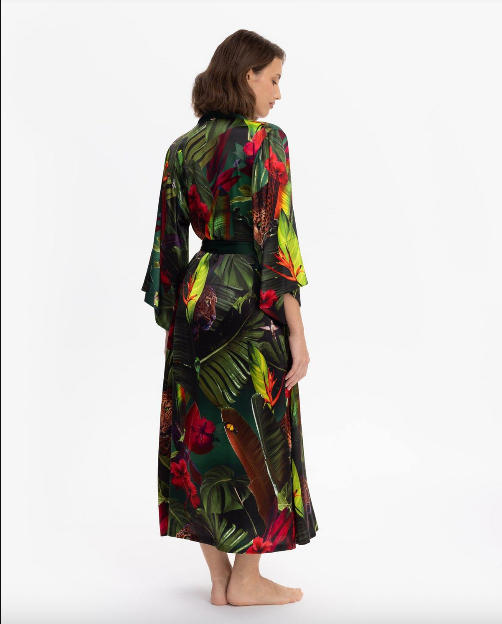 Marc & André Hidden Oasis silke-kimono med belte Ryggbilde