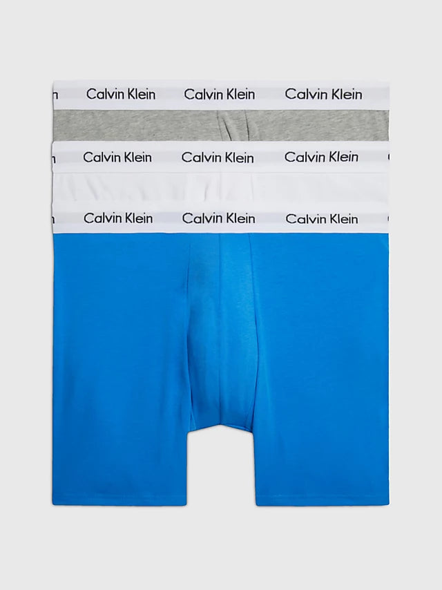 Cotton Stretch Boxer Brief 3pk Grey Heather/Hvit/Palace Blue