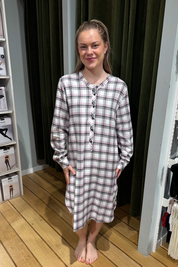 Nattkjole Bambus Flanell Mauve Check