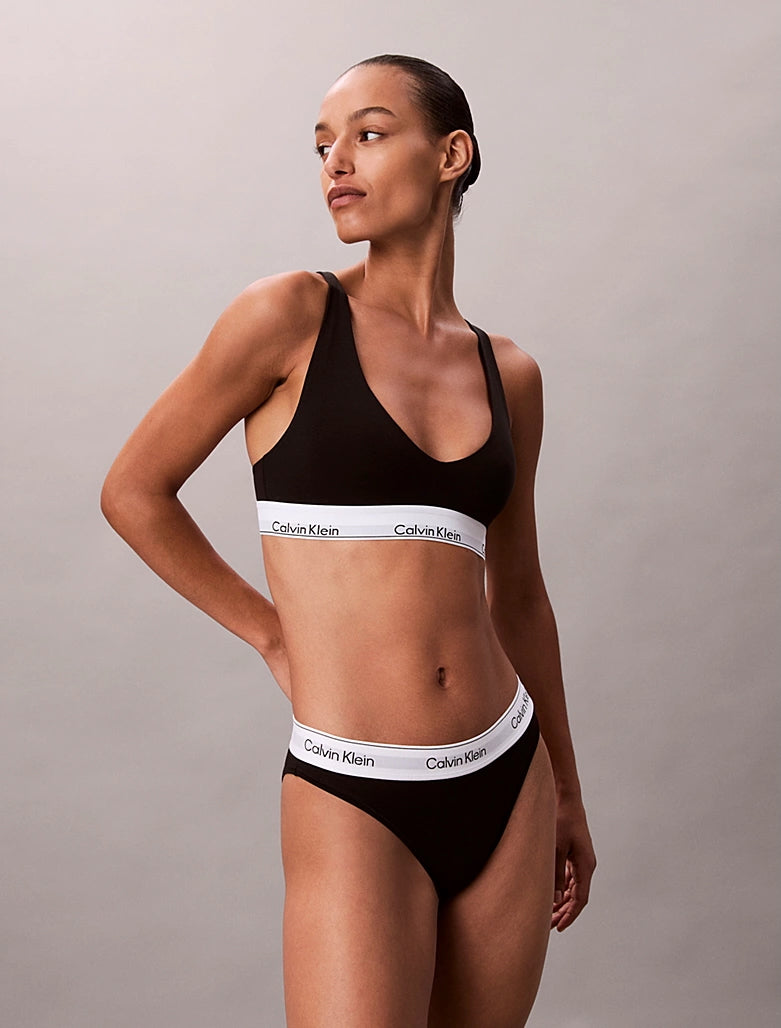 Icon Cotton Modal High Leg Tanga Svart