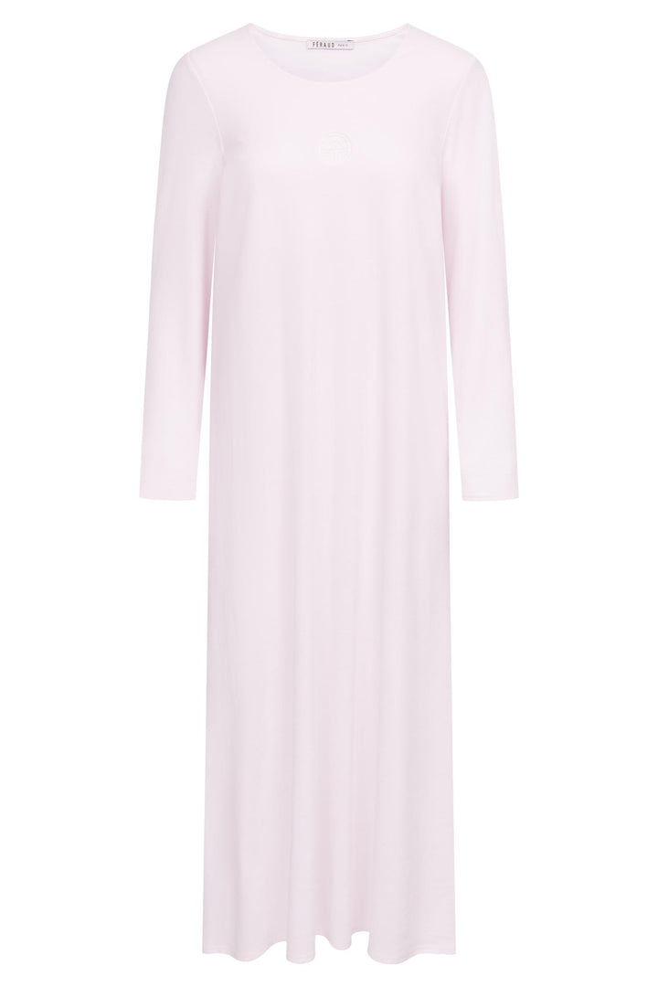 Louis Féraud nattkjole i full lengde med preget logo og rund hals