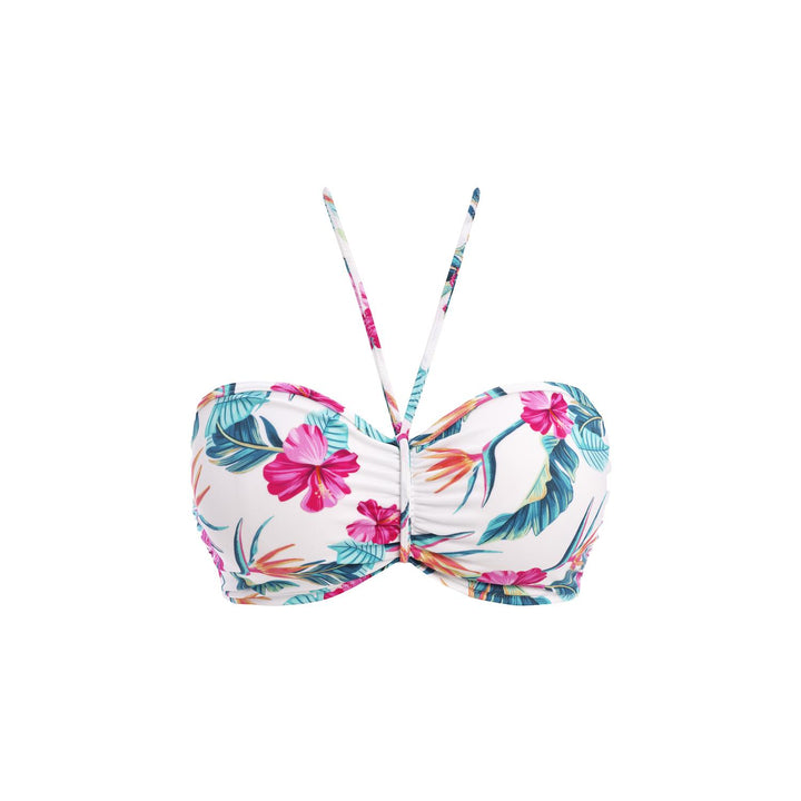 Palm Paradise Bandeau Bikinitopp Hvit