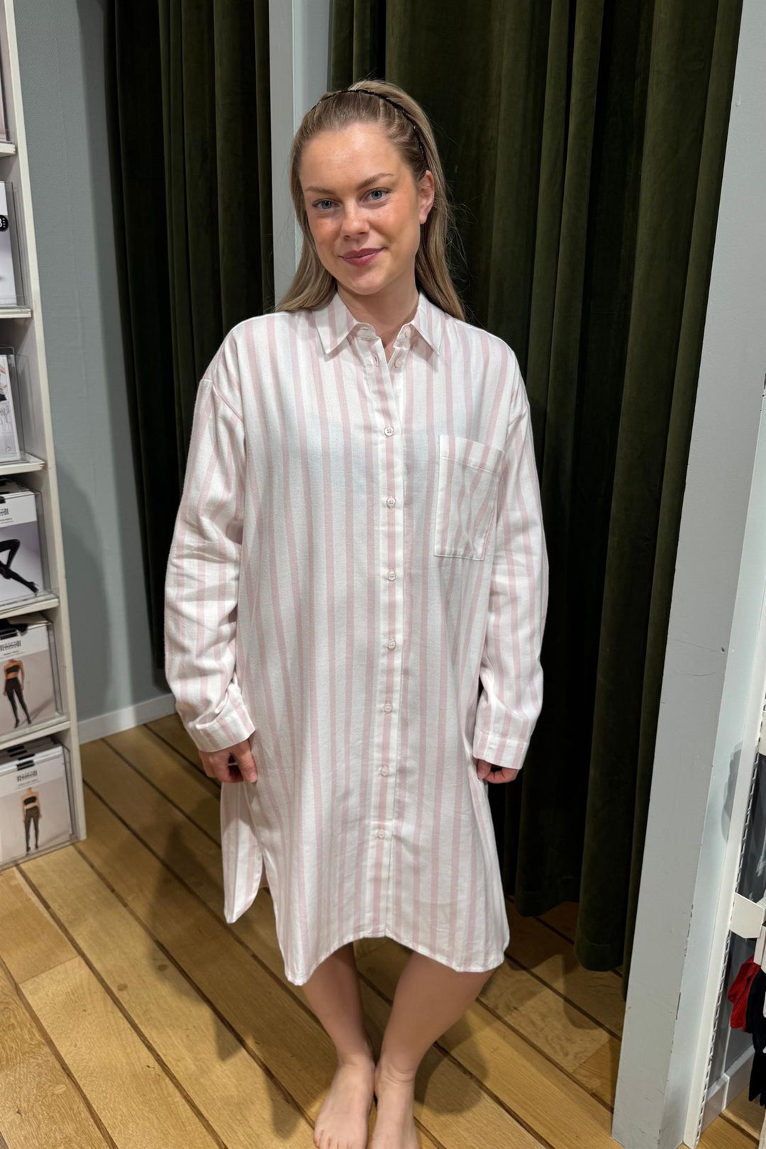 Jacey Nattskjorte Pink Stripes
