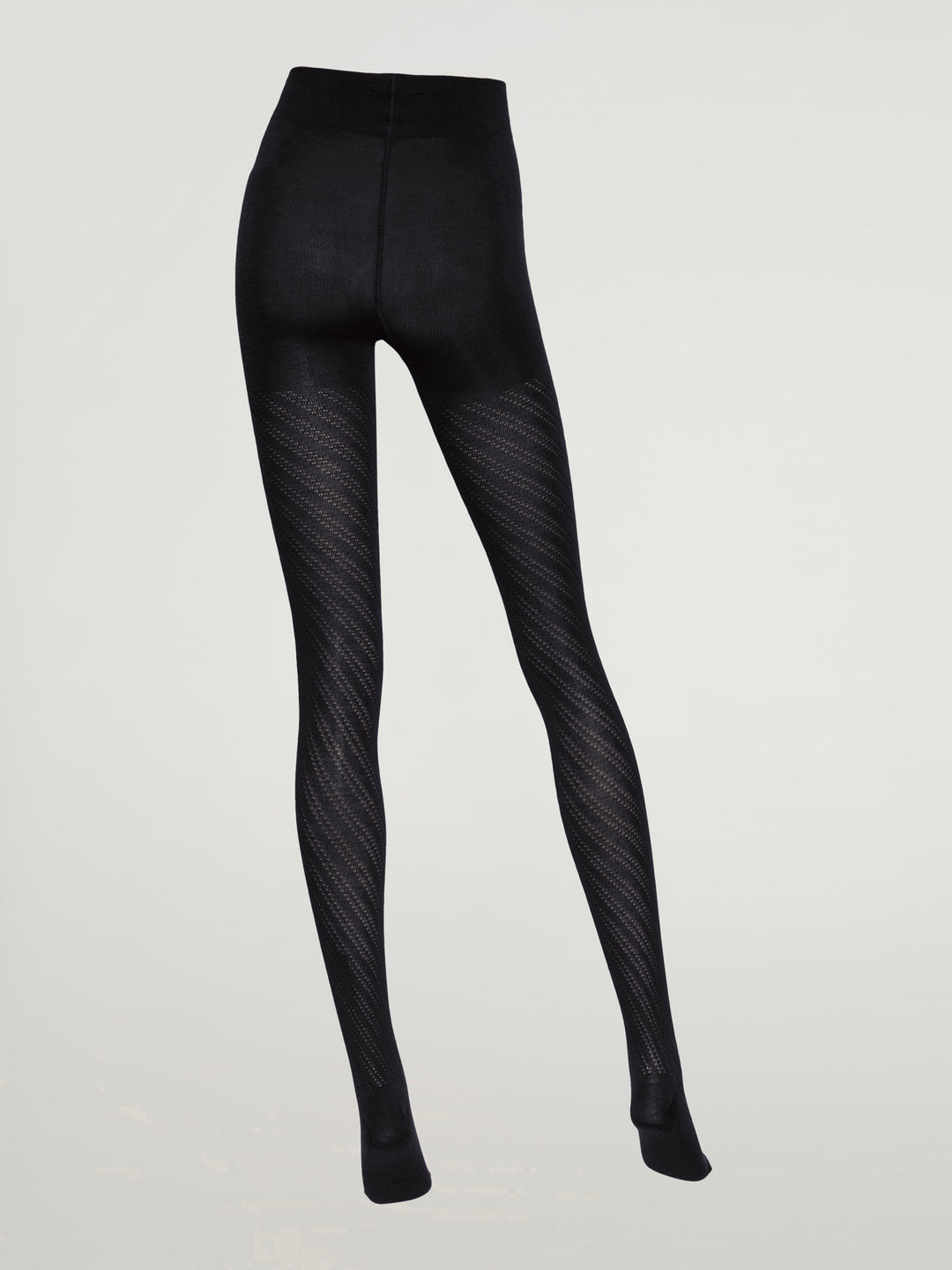 Merino tights Diagonal Ajouré Stripes 100 denier Svart