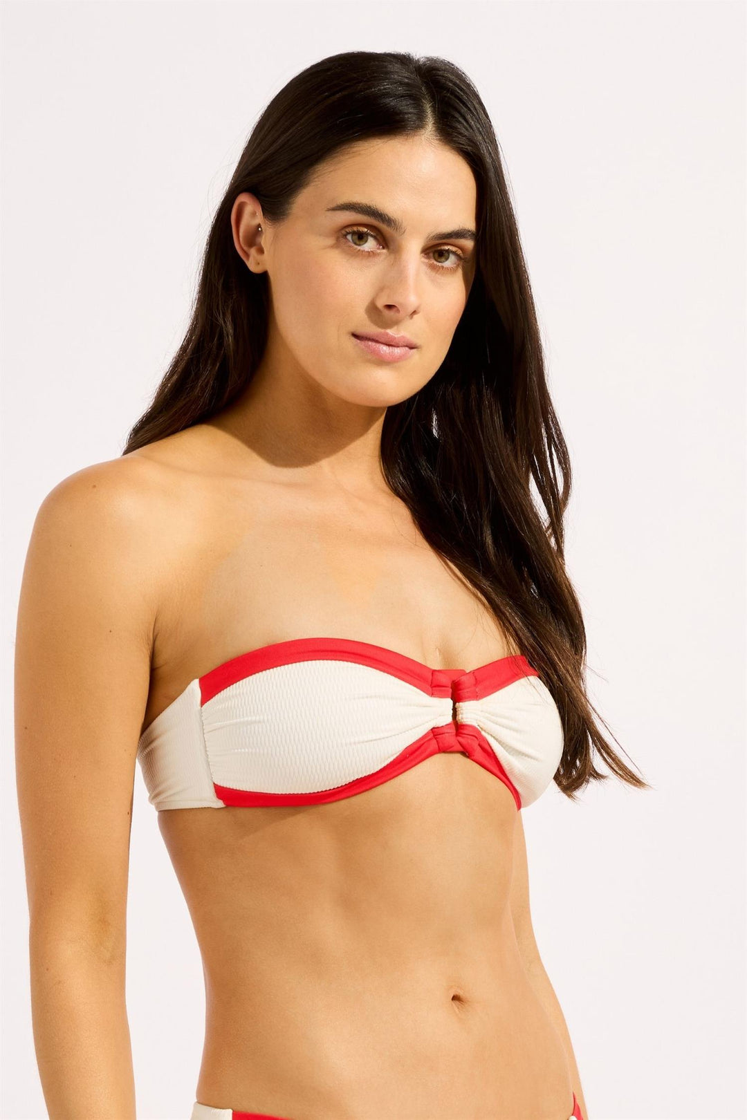 Bandwave Trim Front Bandeau Bikinitopp Ecru