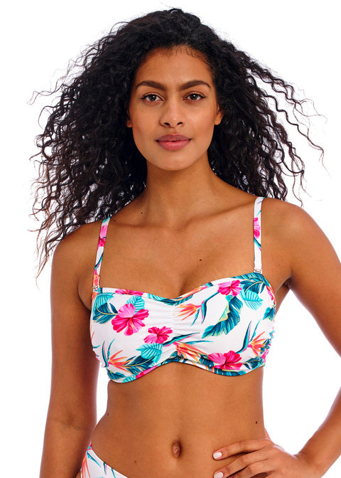 Palm Paradise Bandeau Bikinitopp Hvit