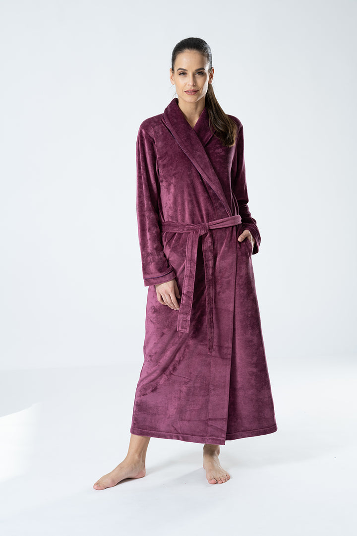 Geneve Morgenkåpe Bambusvelour Cranberry