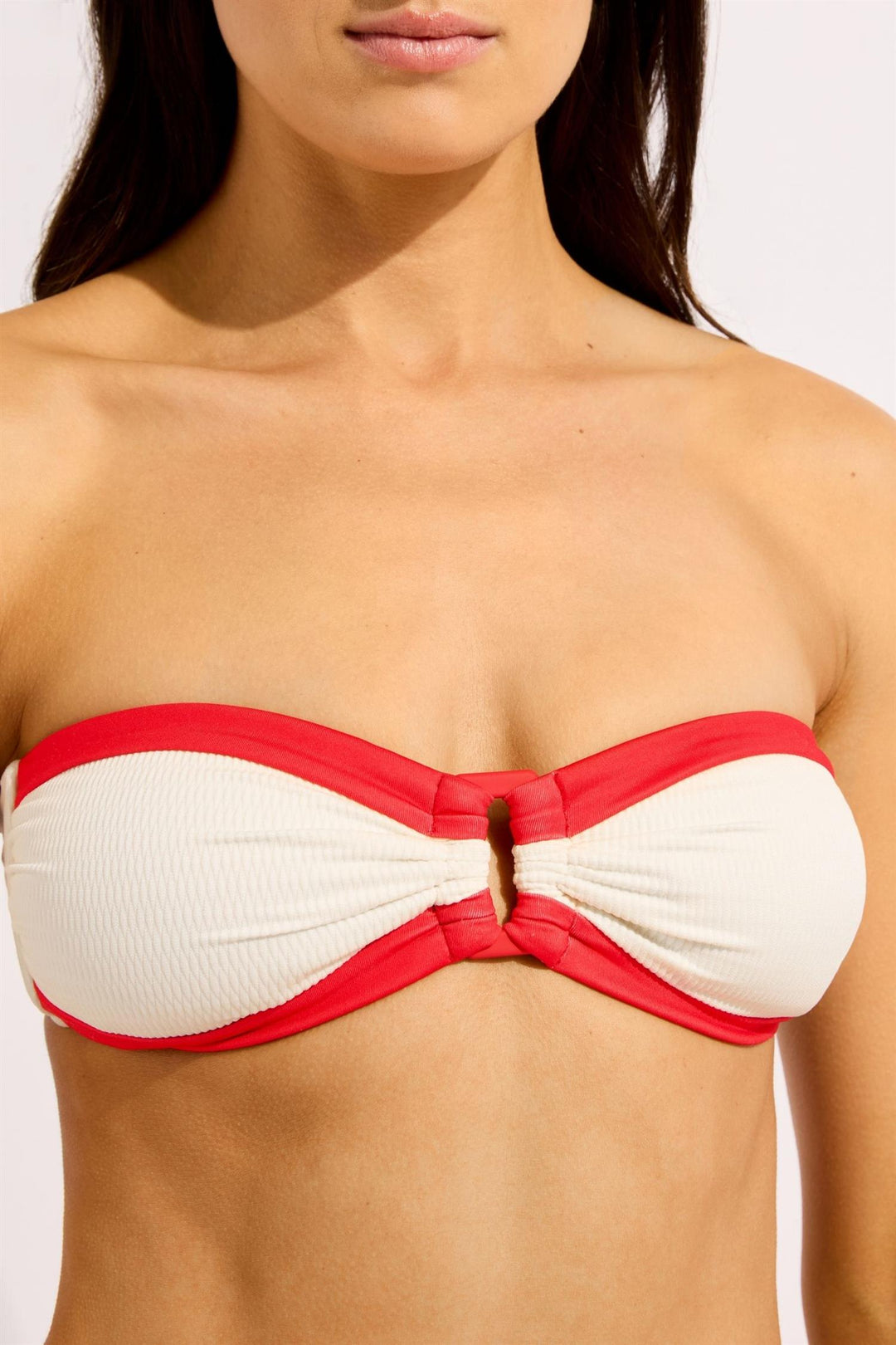 Bandwave Trim Front Bandeau Bikinitopp Ecru
