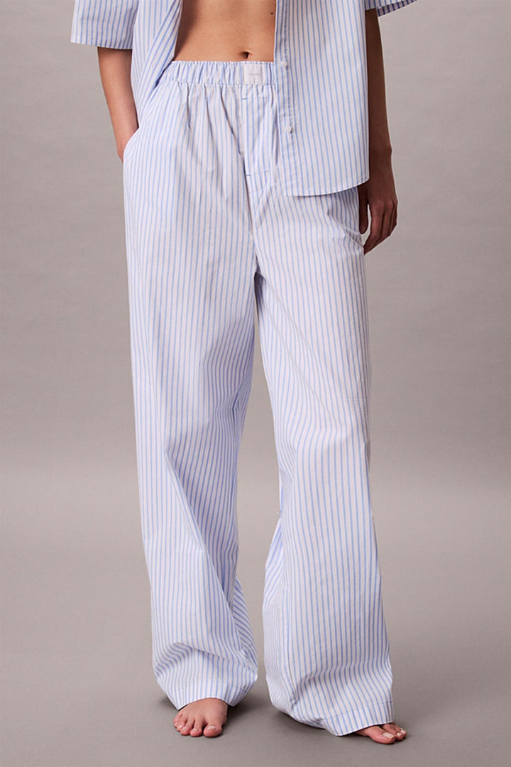 Cotton Poplin Bukser Sera Stripe Blue Descent
