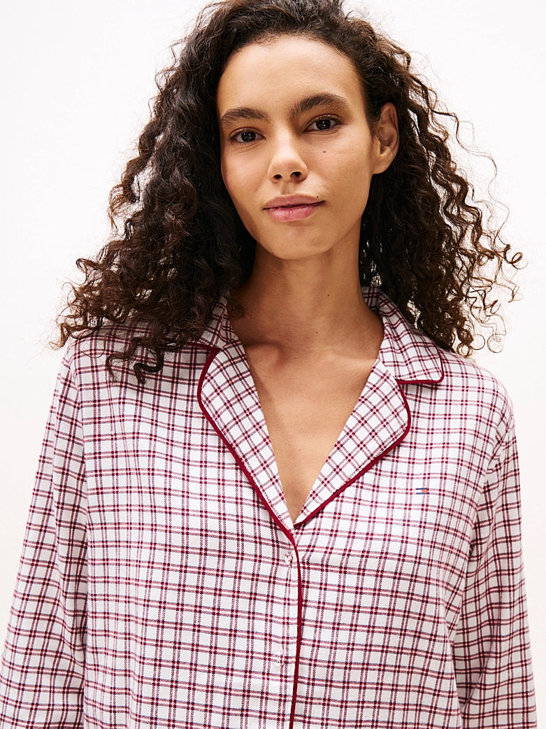 Essential Sleep Flannel Nattskjorte Mini Plaid Ivory Silk