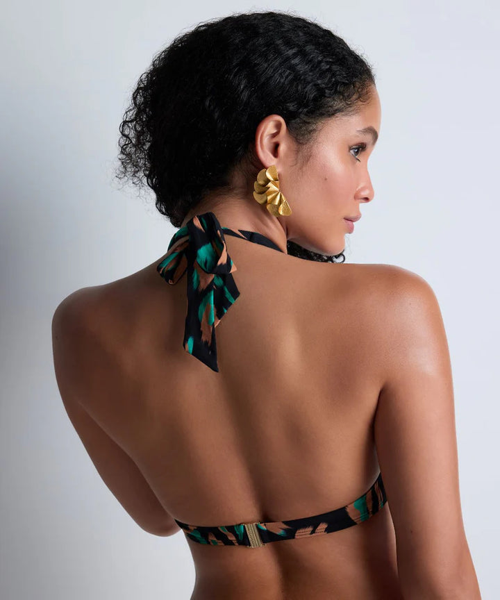 Feline Energy Triangel Bikinitopp Green Panther