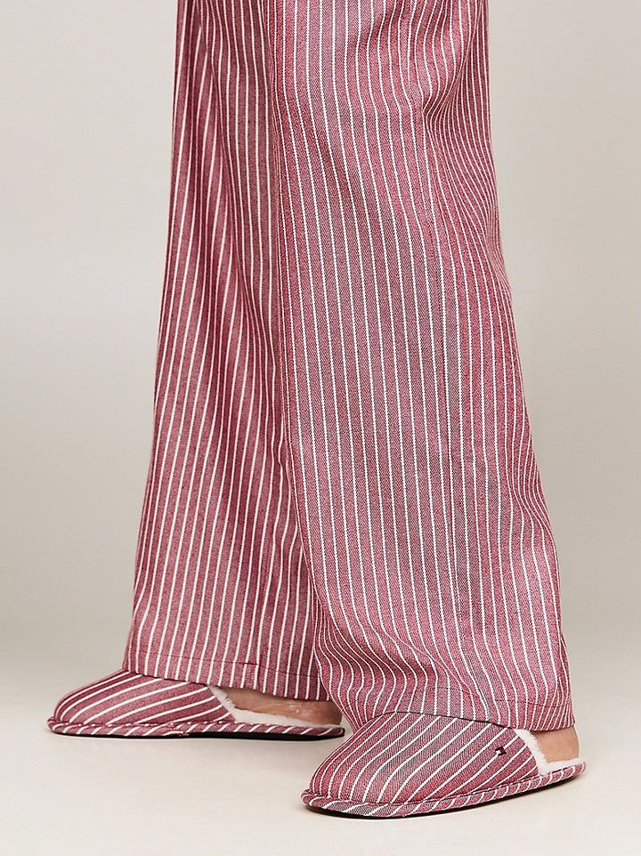 Gavesett - Pysjamas & slippers Ivory/Pinstripe Rouge