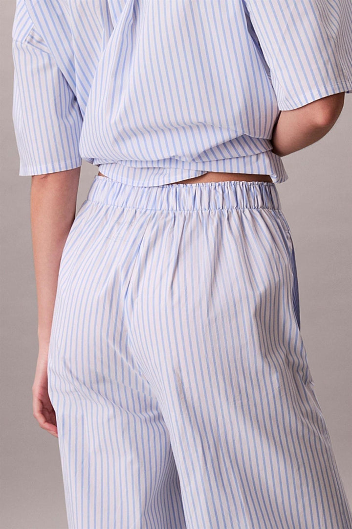 Cotton Poplin Bukser Sera Stripe Blue Descent