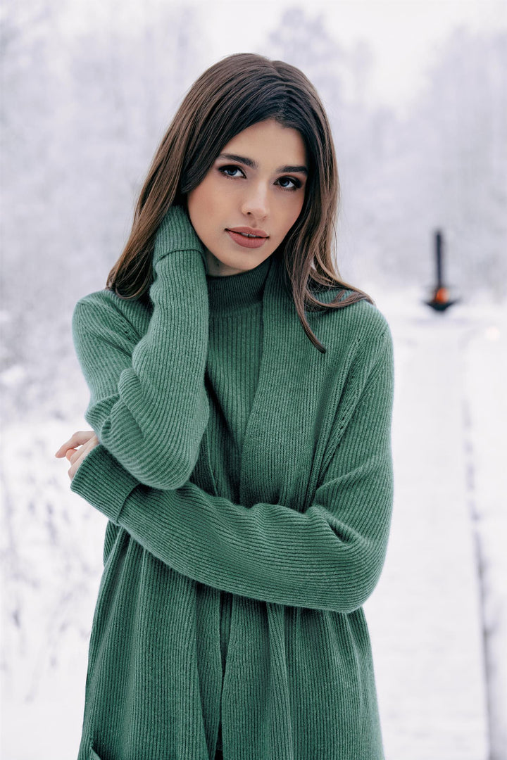 Cardigan Kasjmir Ull Grønn