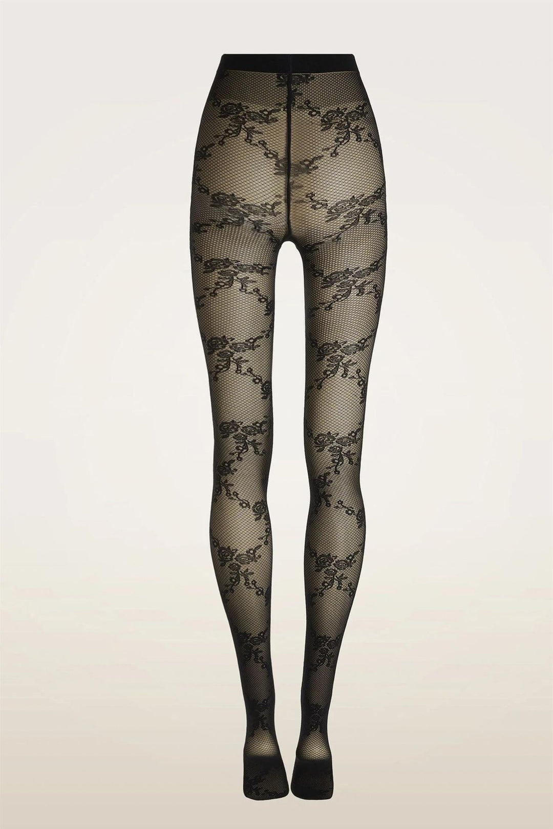 Floral Lace Tights Svart