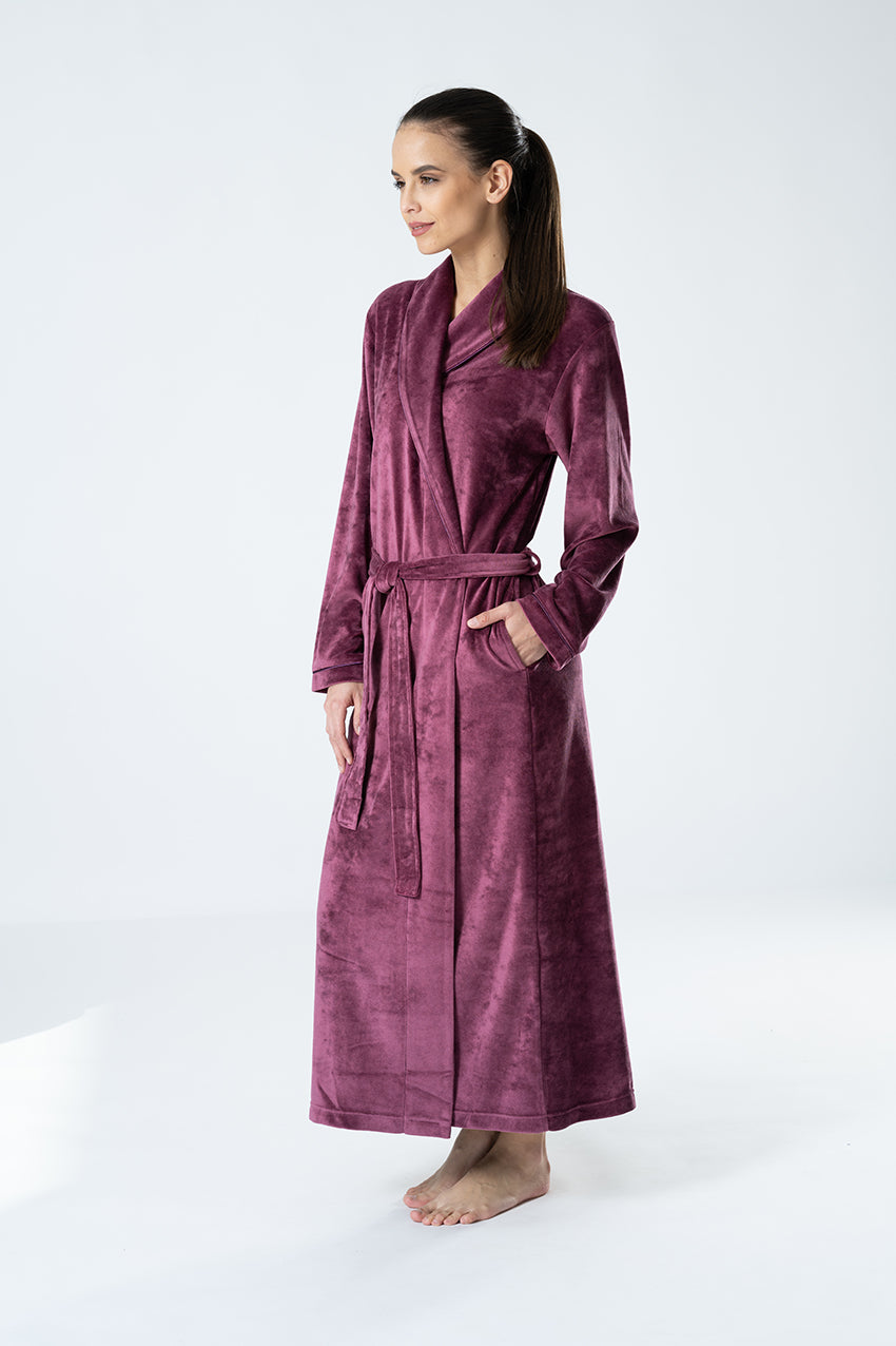 Geneve Morgenkåpe Bambusvelour Cranberry