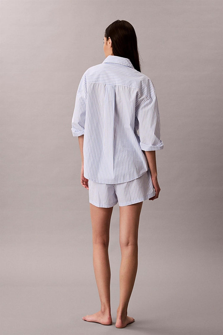 Cotton Poplin Shorts Sera Stripe Blue Descent