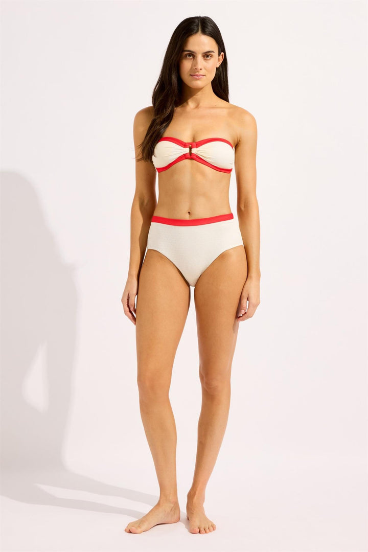 Bandwave Trim Front Bandeau Bikinitopp Ecru