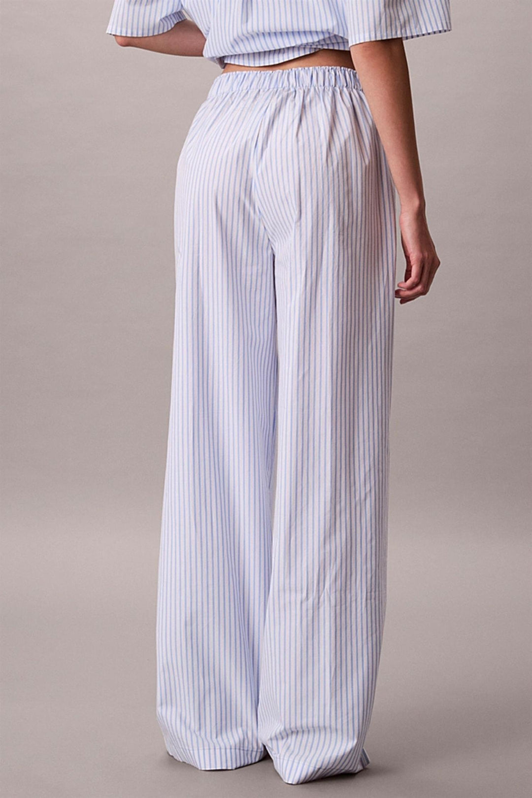 Cotton Poplin Bukser Sera Stripe Blue Descent