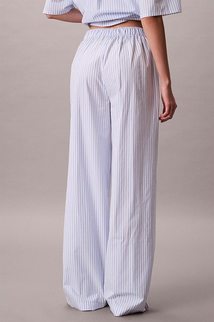 Cotton Poplin Bukser Sera Stripe Blue Descent