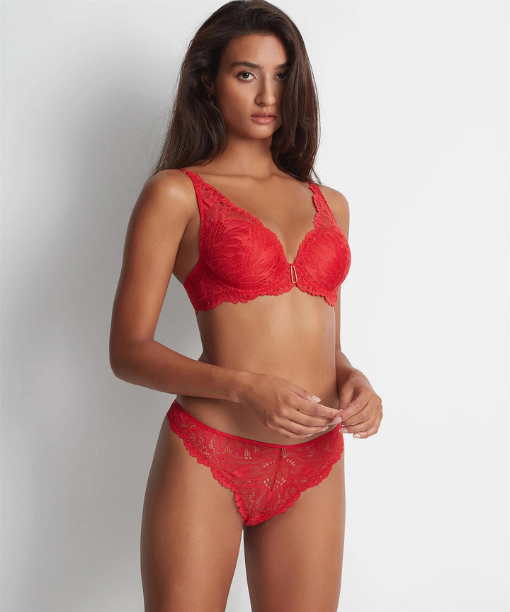 Flowermania Plunge-Bh Rouge Floral