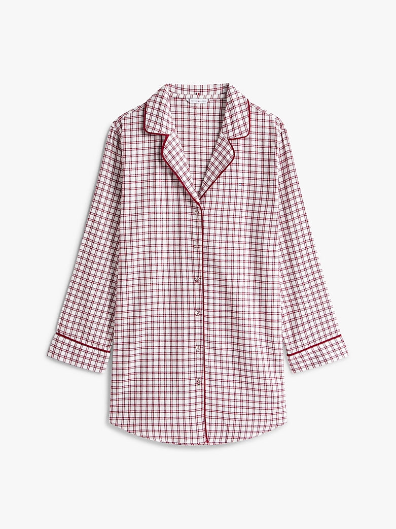 Essential Sleep Flannel Nattskjorte Mini Plaid Ivory Silk
