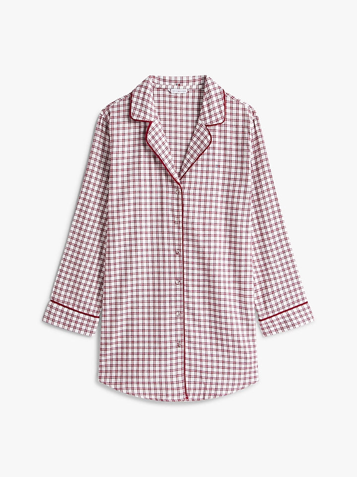 Essential Sleep Flannel Nattskjorte Mini Plaid Ivory Silk