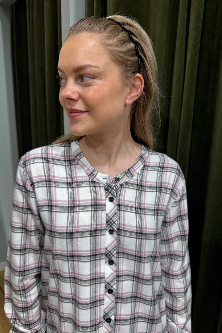 Nattkjole Bambus Flanell Mauve Check