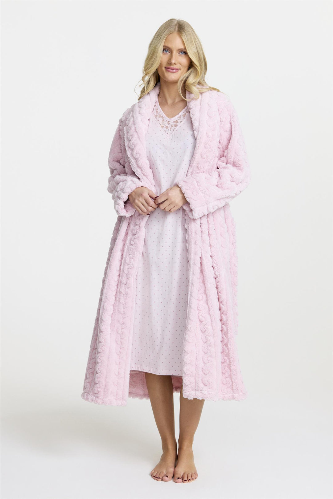 Morgenkåpe Fleece Pale Pink