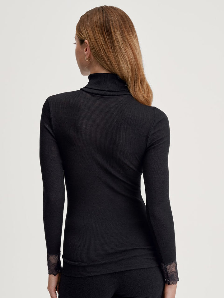 Silky Wool Glam Høyhalset Genser Svart