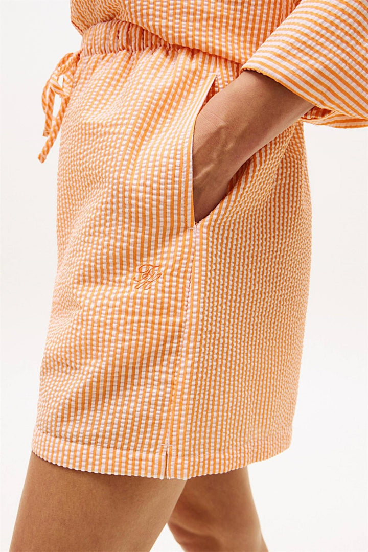 Ithaca Stripe Shorts Orange Hype/ White