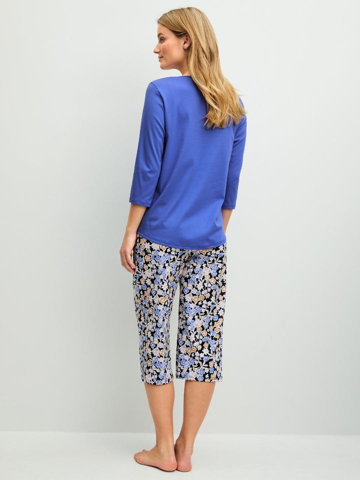 Flower Dreams Pysjamas 7/8 Deep Cobalt