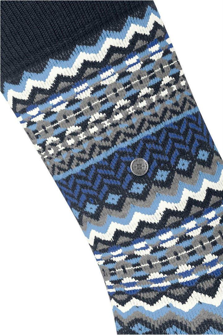 Burlington Fair Isle ullsokker i marine