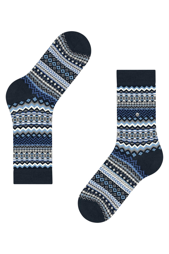 Burlington Fair Isle ullsokker i marine