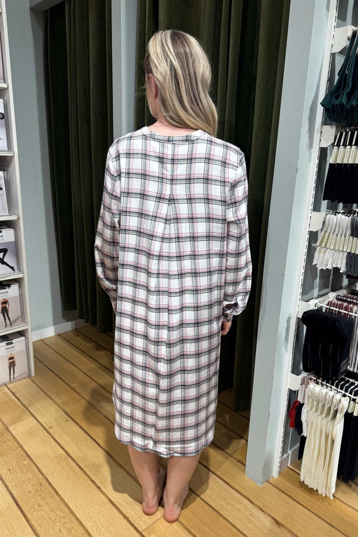 Nattkjole Bambus Flanell Mauve Check