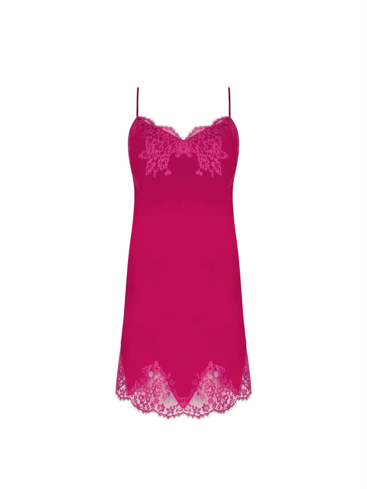 Lise Charmel Splendeur Soie nattkjole i silke – eksklusiv nattkjole med Calais Leavers-blonde og tynne stropper