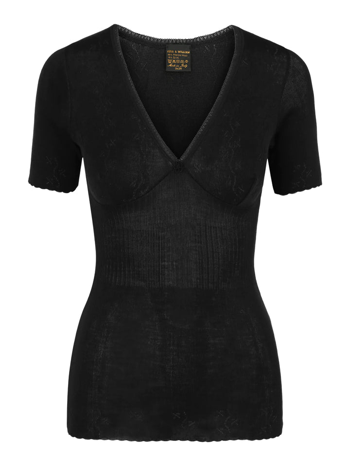 Vintage Lace - T-Top - Merinosilk Svart