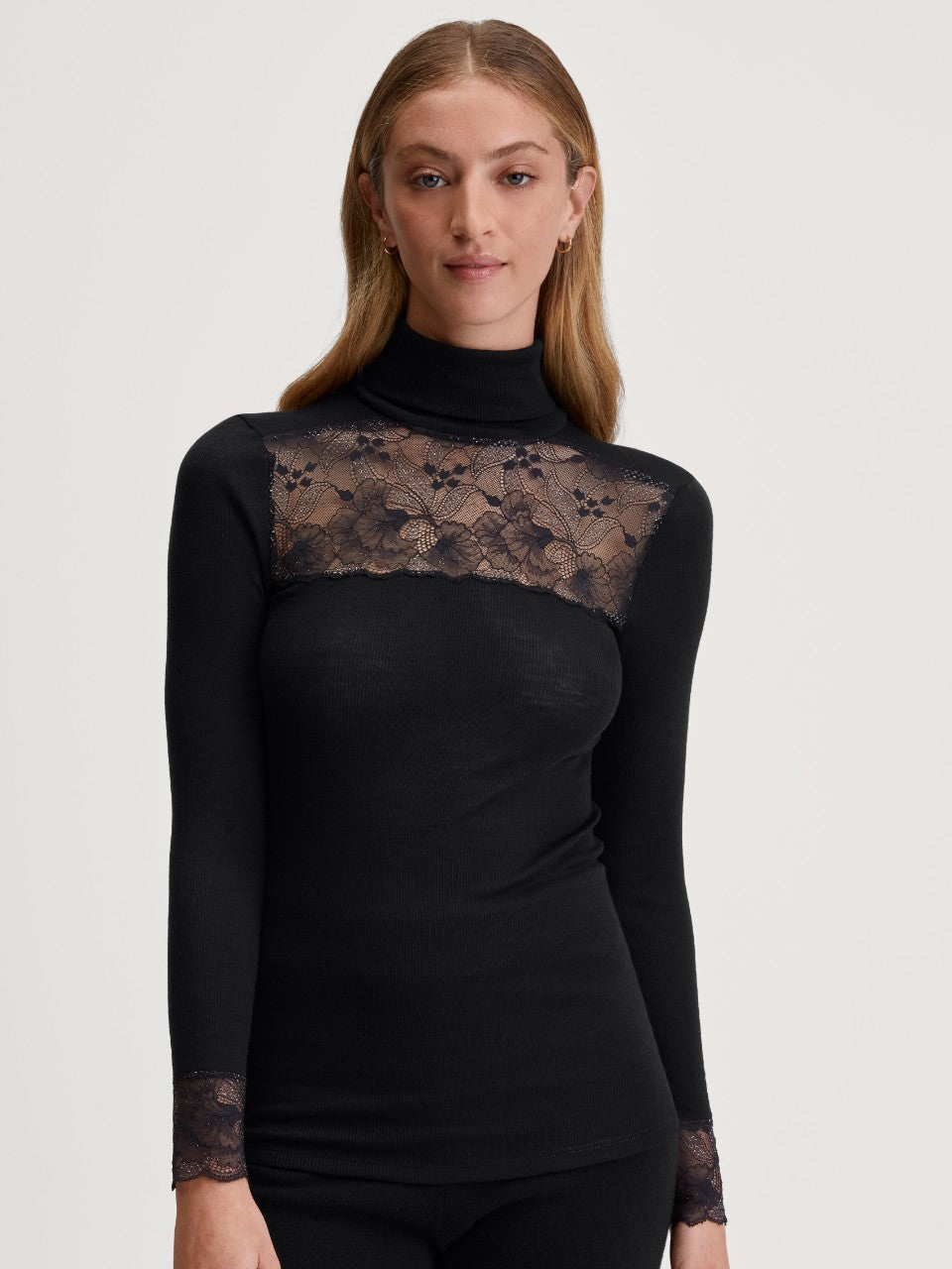 Silky Wool Glam Høyhalset Genser Svart