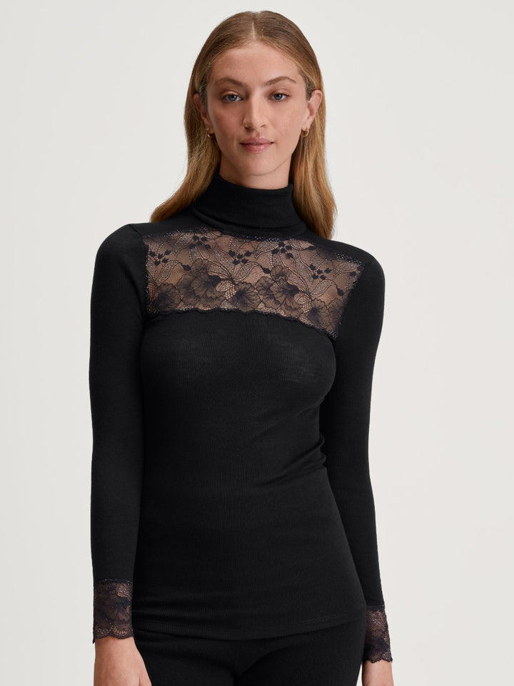 Silky Wool Glam Høyhalset Genser Svart