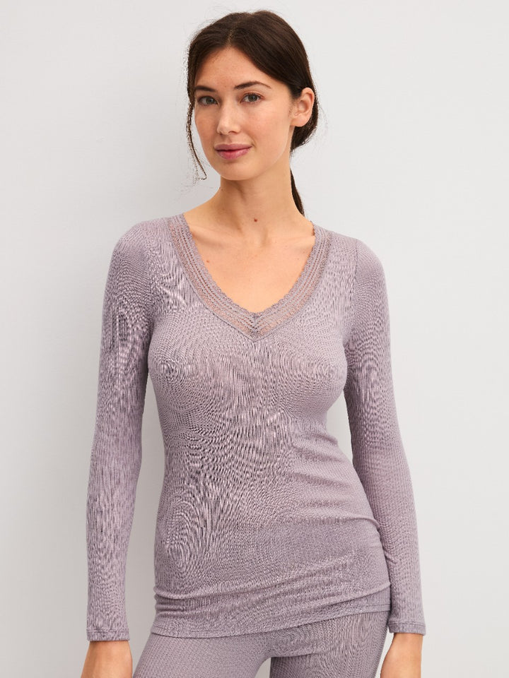 Silky Wool Joy Ull/silke Genser Purple Dove