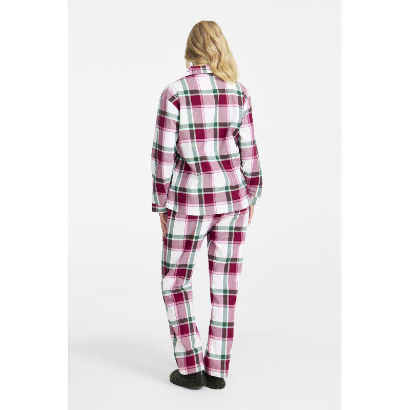 Damella flanellpysjamas med rutemønster i 100 % bomull - ryggbilde