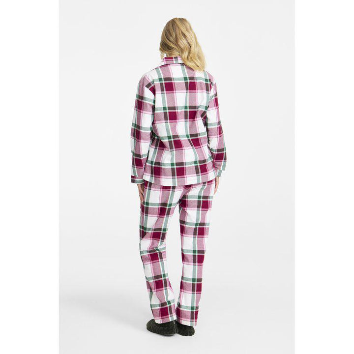 Damella flanellpysjamas med rutemønster i 100 % bomull - ryggbilde