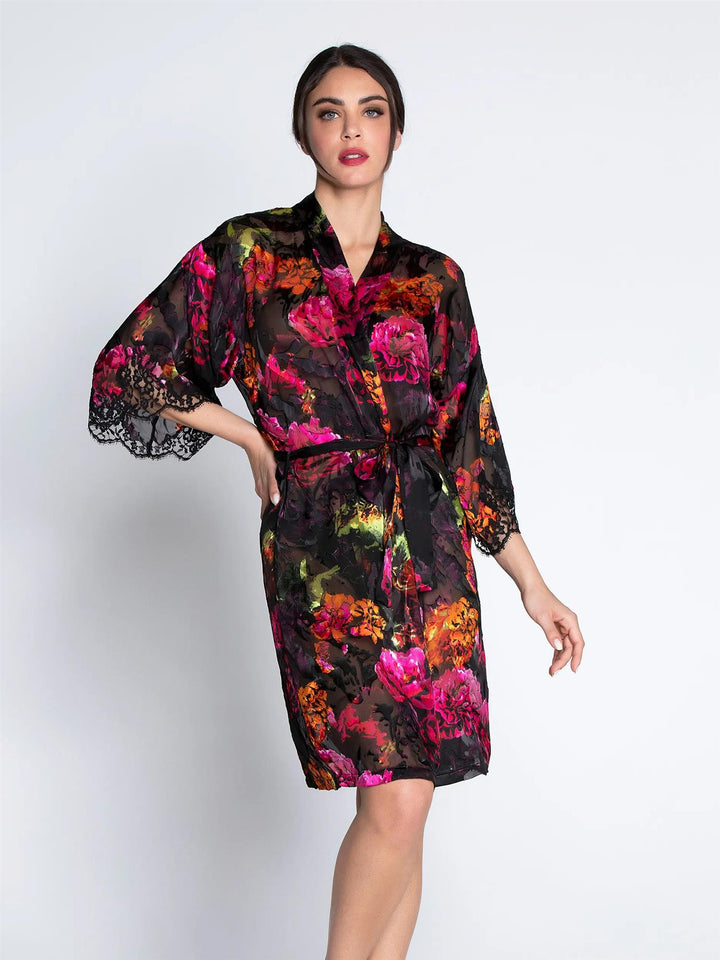 Floraison Passion Kimono Safran Rose