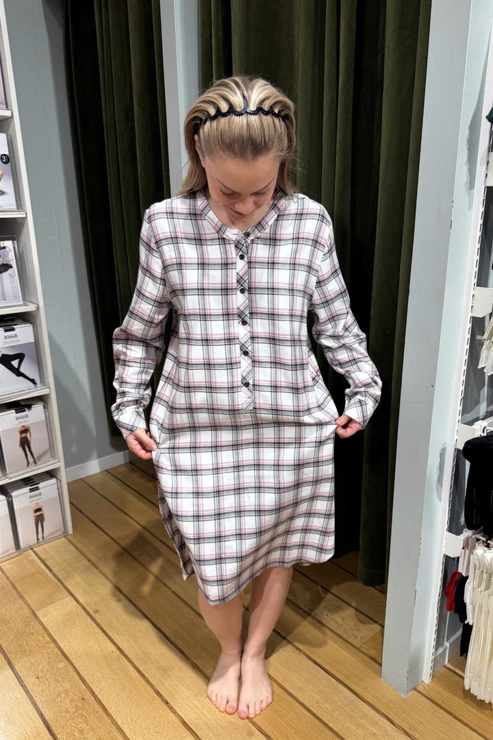 Nattkjole Bambus Flanell Mauve Check
